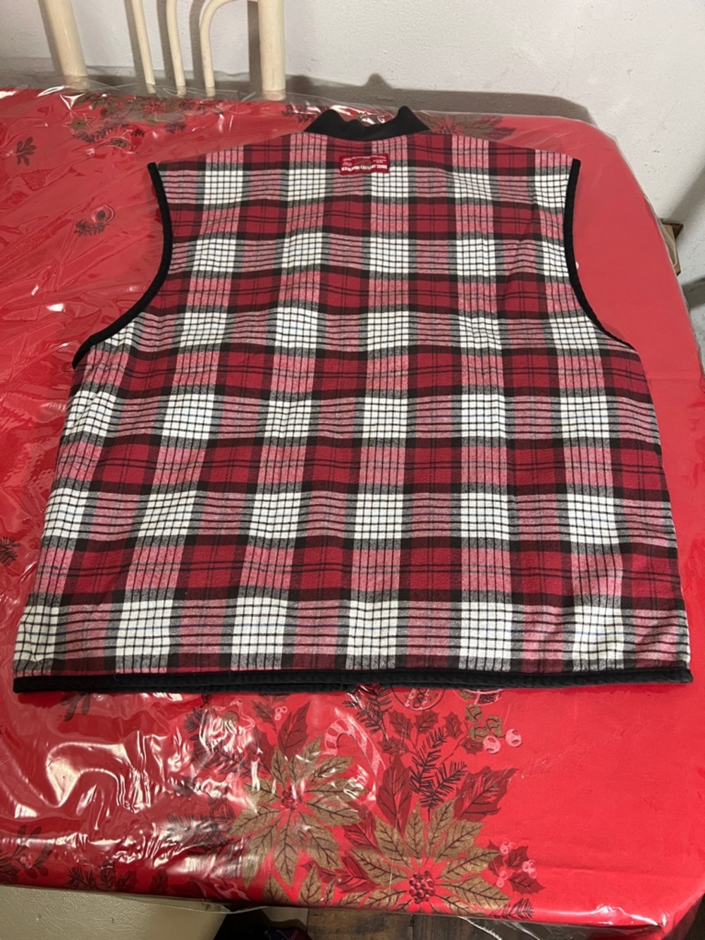 Vintage Marlboro Vest Mens Sz L Black Quilted Plaid Flannel Lined Reversible 90s - Picture 7 of 12